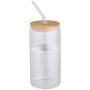 Flacon en verre borosilicate simple paroi de 500 ml avec couvercle en bambou 