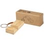 Suporte para smartphone de bambu com porta-chaves 