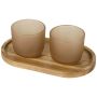 Ensemble de plateau en bois et verres en verre finition mate 