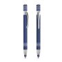 Stylo à bille chromé en aluminium, finition en caoutchouc, avec touche tactile