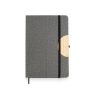 Holderbook Bloc A5 en lin, avec détail en bambou pour support de téléphone portable