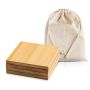 Bamcott Lot de 4 dessous de verre en bambou, avec pochette en coton