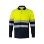 Polo bicolore VL VULCAN bird-eye (160g/m²) à manches longues, en polyester (100%)