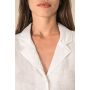 Chemise manches courtes en lin avec col bowling pour femme