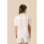 Chemise manches courtes en lin avec col bowling pour femme