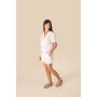 Chemise manches courtes en lin avec col bowling pour femme