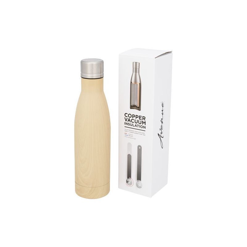 Gourde isotherme sous vide en cuivre aspect bois 500 ml "Vasa"