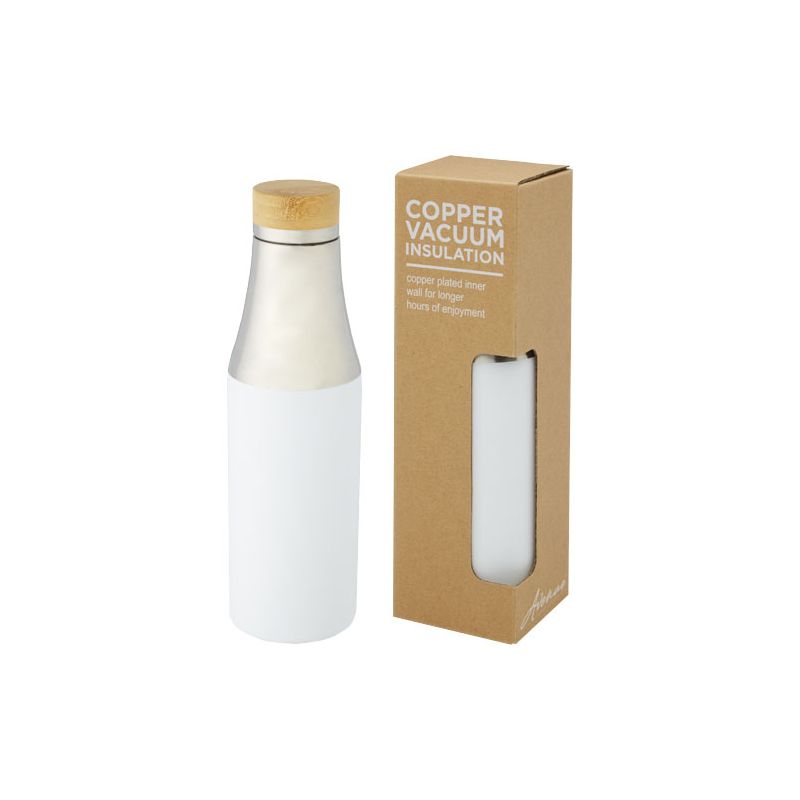 Gourde en cuivre de 540 ml isolée sous vide en acier inoxydable avec bouchon en bambou « Hulan »