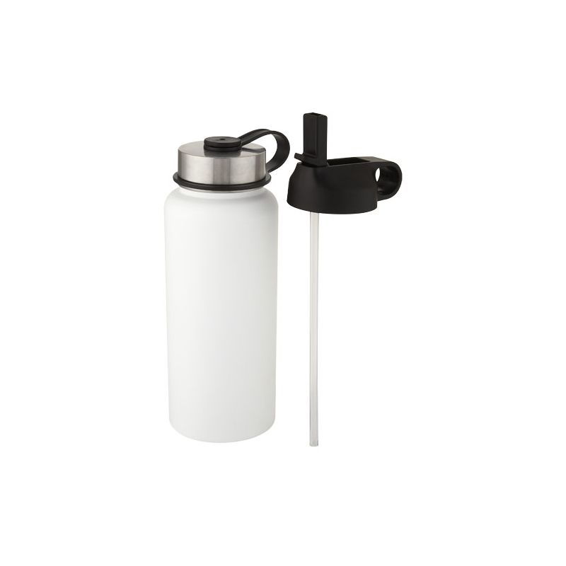 Gourde isotherme en cuivre de 1 L avec isolation sous vide et 2 bouchons "Supra"
