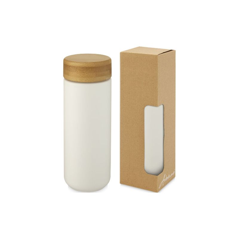 Tasse isotherme en céramique de 300 ml avec couvercle en bambou "Lumi"