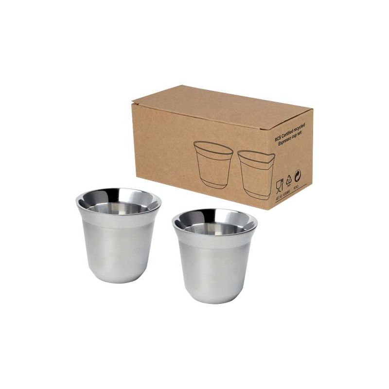 Ensemble de tasses à café expresso en acier inoxydable certifié RCS 80 ml "Duo"