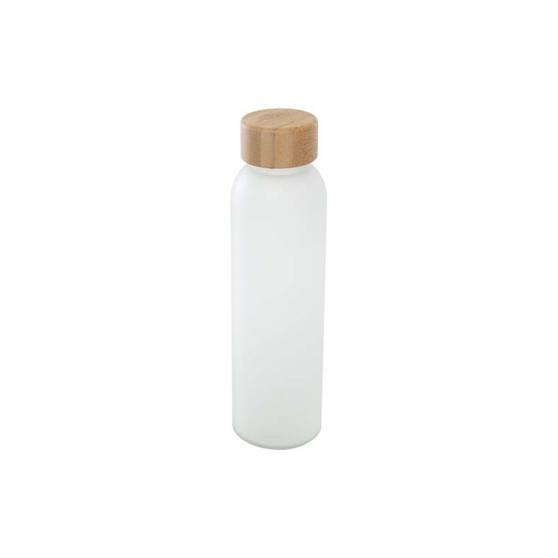 Bouteille en verre sodocalcique dépoli avec bouchon en bambou 500 ml "Lume"