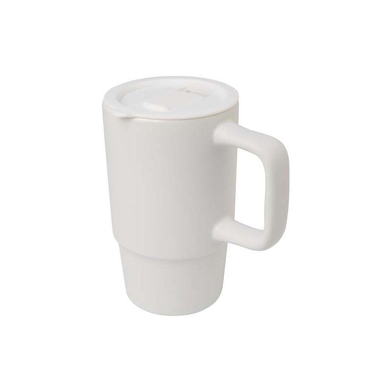 Mug en céramique de 450 ml avec couvercle en plastique "Carter"