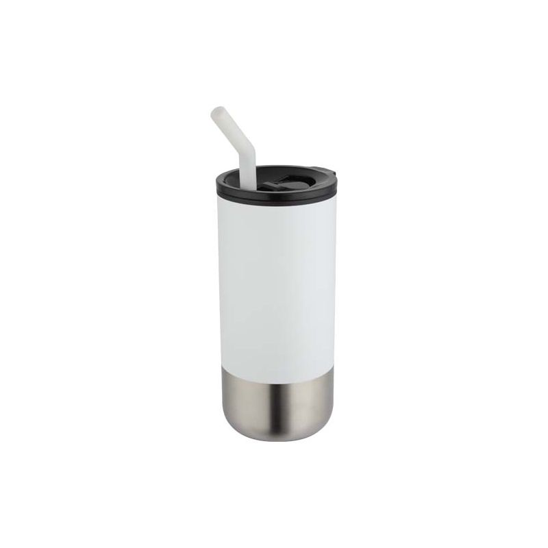 Gobelet isolé recyclé RCS de 480 ml avec paille "Grayson"