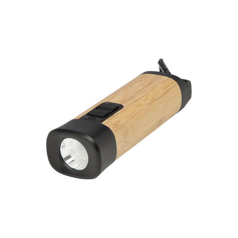 Lampe lanterne en bambou plastique recyclé/RCS avec mousqueton "Kuma"