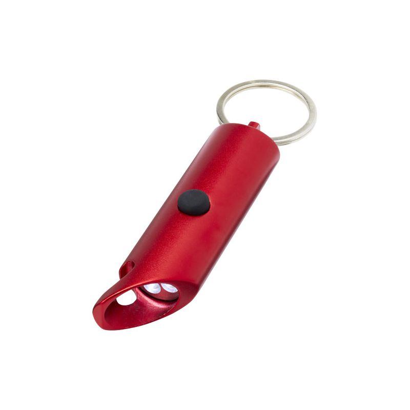 Lampe de poche LED et décapsuleur avec porte-clés en aluminium recyclé « Flare »