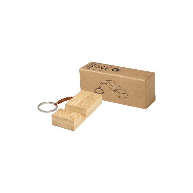 Suporte para smartphone de bambu com porta-chaves "Bosona"