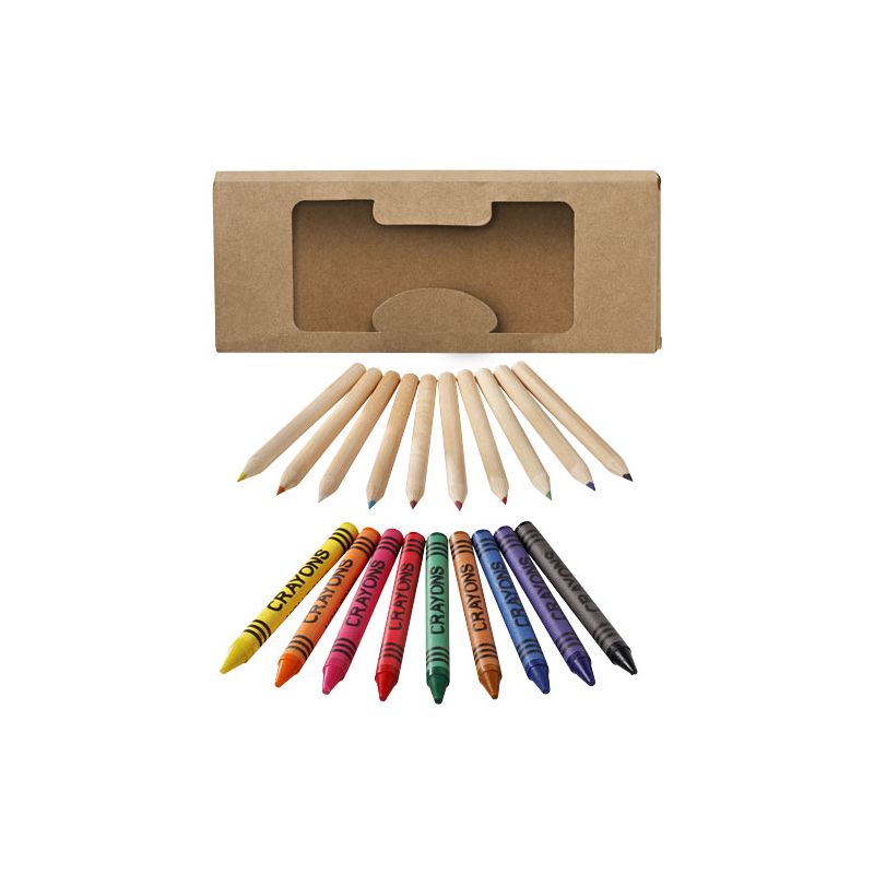 Ensemble de 19 crayons de couleur et crayons de cire "Lucky"