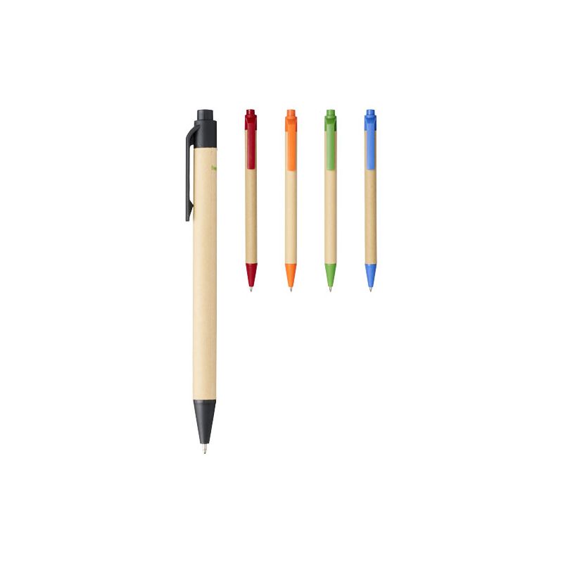 Stylo à bille en carton recyclé et plastique de maïs "Berk" (encre noire)