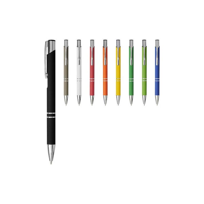 Stylo à bille avec mécanisme clic et toucher doux "Moneta" (encre noire)
