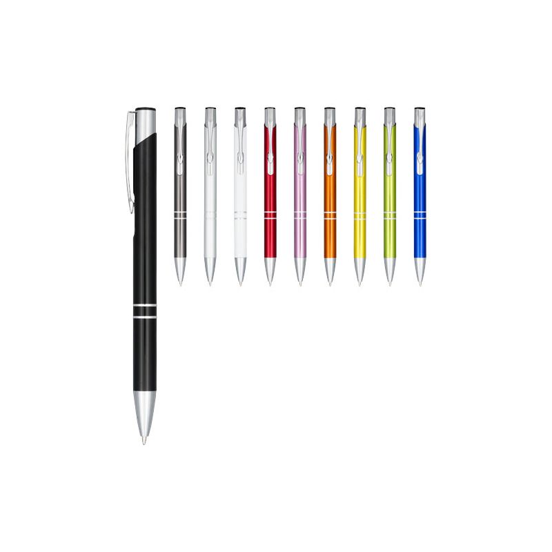 Stylo à bille avec mécanisme à clic en aluminium anodisé "Moneta" (encre noire)