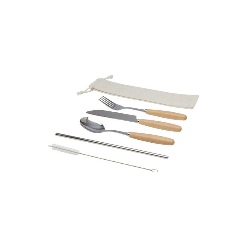 Set de couverts en bois de hêtre et acier inoxydable 5 pièces "Root"