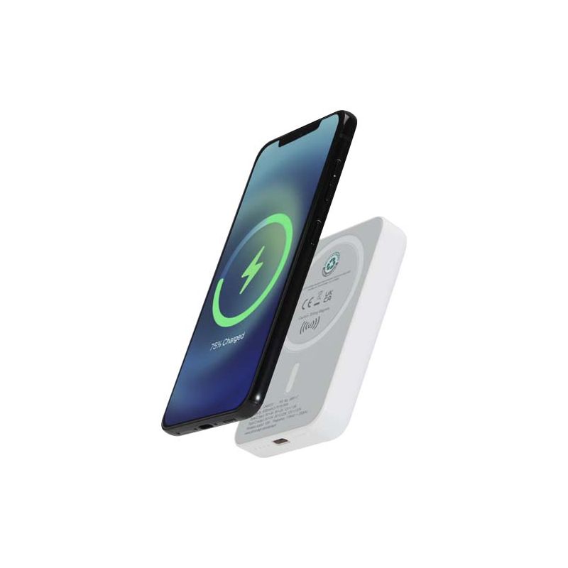 Powerbank magnétique sans fil de 5 000 mAh et 15 W avec PD de 20 W - fabriqué en plastique recyclé "Acrab"