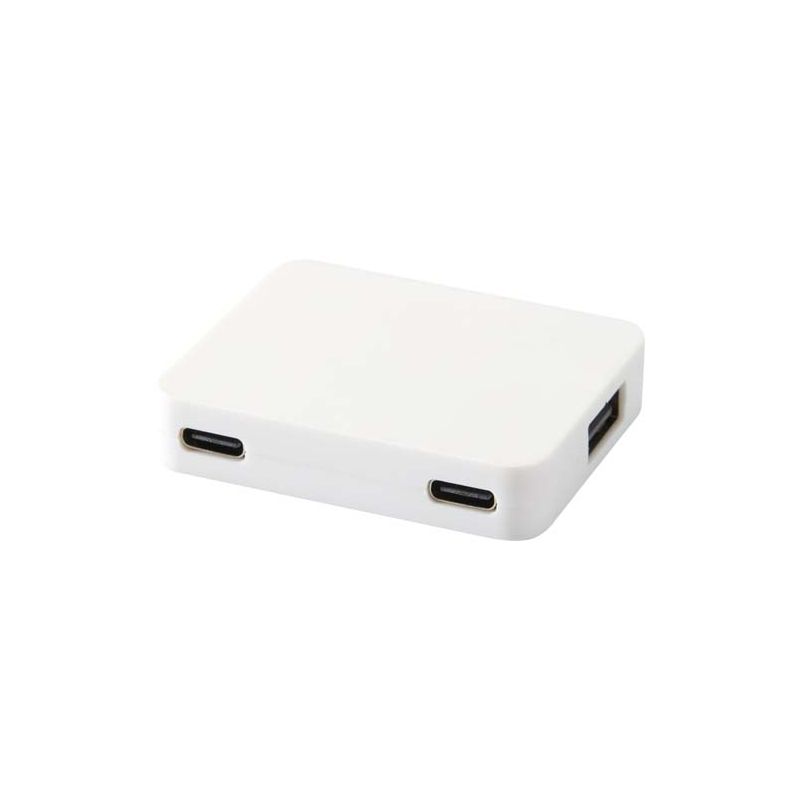 Hub USB à 4 ports avec sortie USB-A et Type-C et double entrée - fabriqué en plastique recyclé "Gaia"