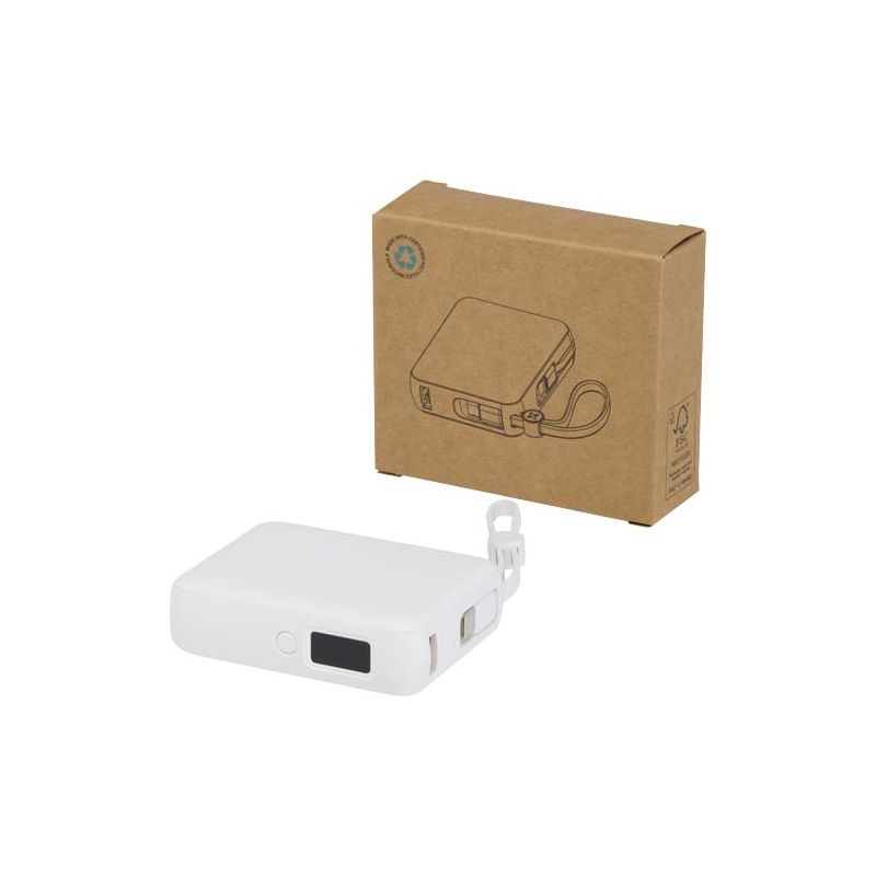 Batterie externe pour tablette de 10 000 mAh et 35 W avec câble Type-C intégré - en plastique recyclé "Acrux"
