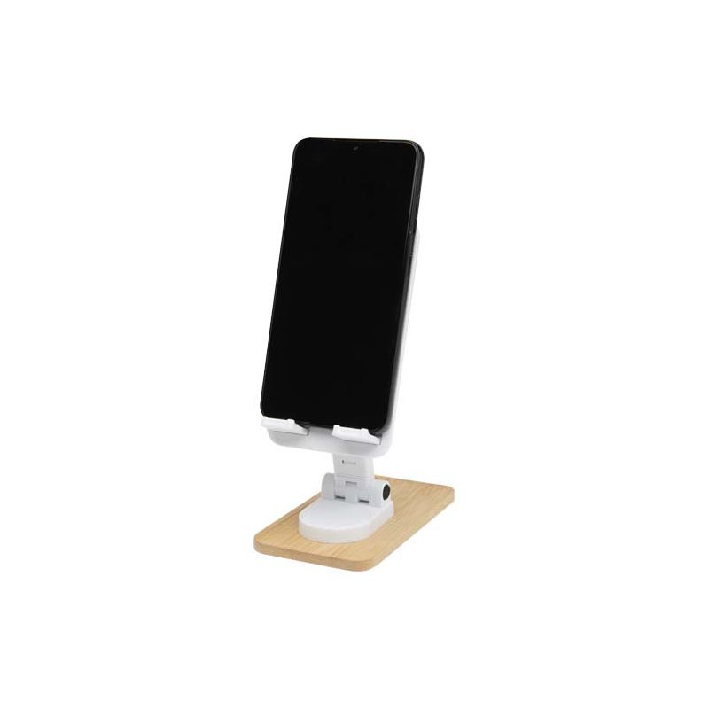 Support de téléphone pliable pour bureau en plastique recyclé avec détails en bambou "Alfirk"