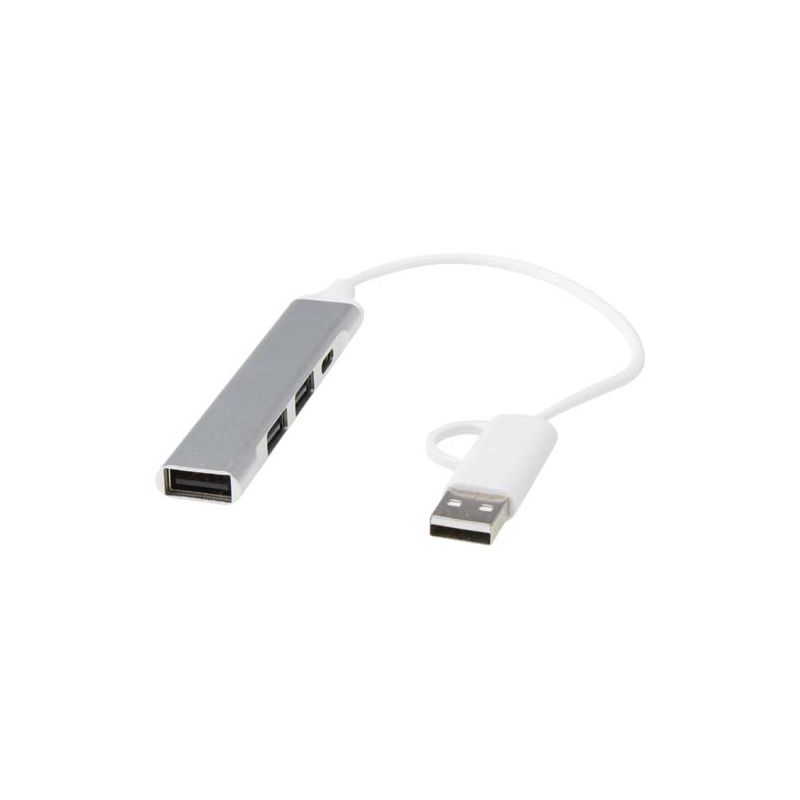 Hub USB-A et USB-C en aluminium recyclé à 4 ports avec double entrée « Alkaid »