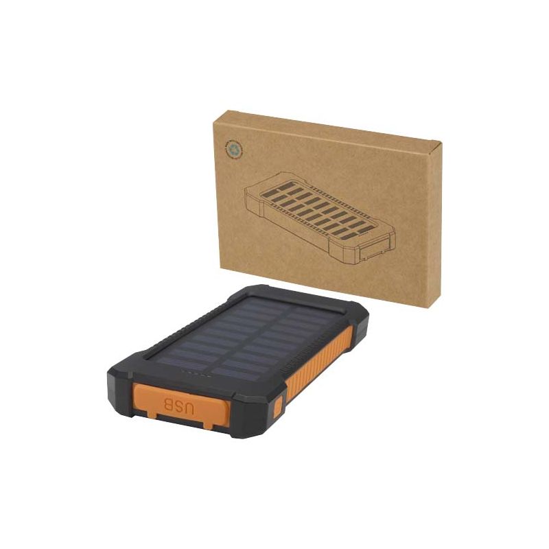 Batterie externe solaire robuste en plastique recyclé de 5 000 mAh et 10 W avec lampe torche intégrée "Altair"