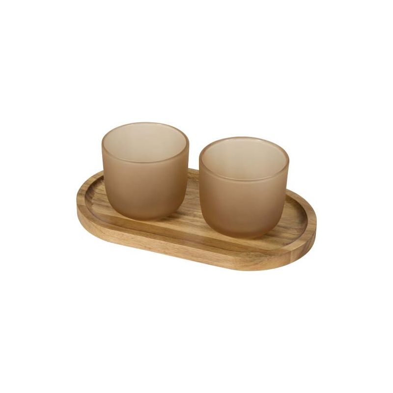 Ensemble de plateau en bois et verres en verre finition mate "Male"