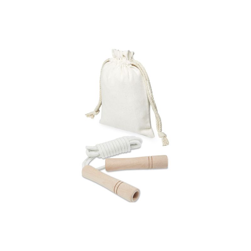 Corde à sauter en bois dans une pochette en coton "Denise"