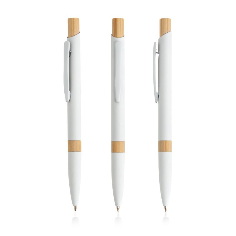 Stylo à bille en aluminium, détails en bambou