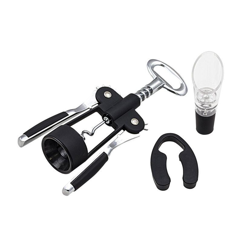 Finwine Coffret de vin en acier inoxydable, avec tire-bouchon, coupe-capsule, décanteur et coupe-capsule