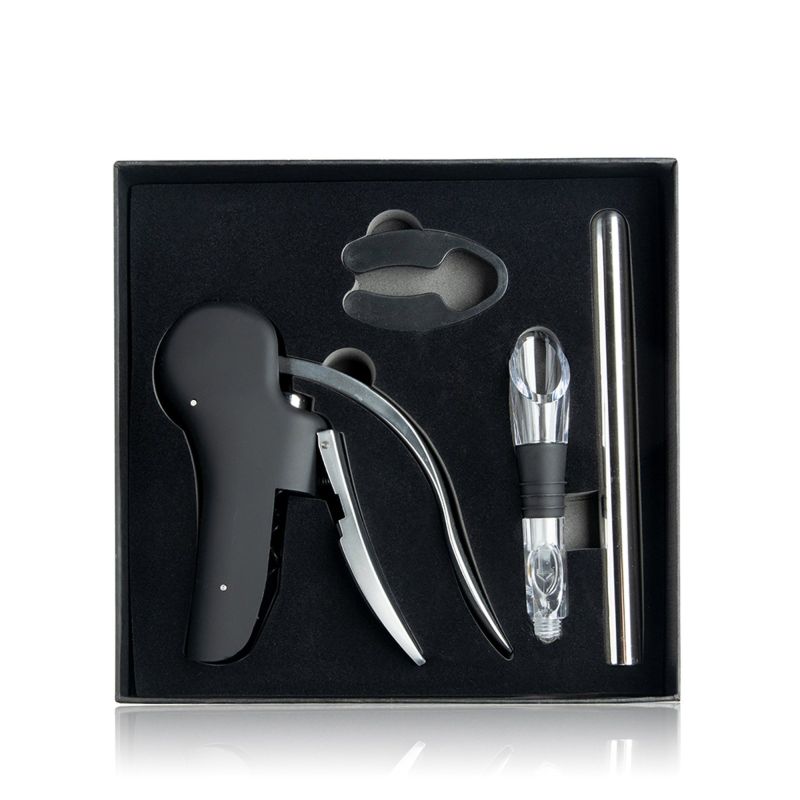 Starwine Set de vin en acier inoxydable, avec tire-bouchon, rafraîchisseur et coupe-capsule