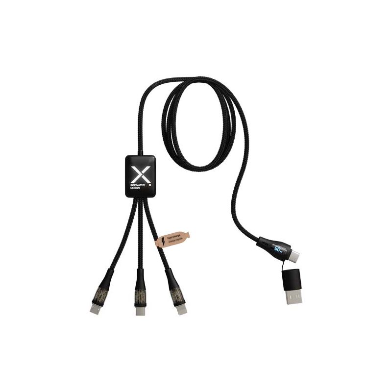 Câble de charge ultra-rapide RPET 60 W 5 en 1 avec affichage « SCX.design C51 »