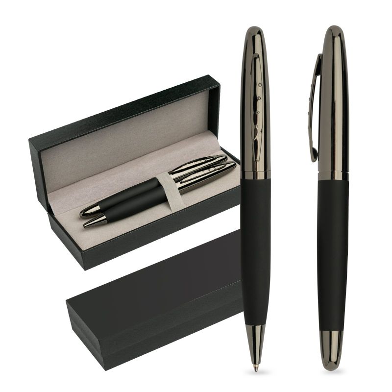 Meruset Coffret de stylo-bille et roller en acier inoxydable, étui cadeau