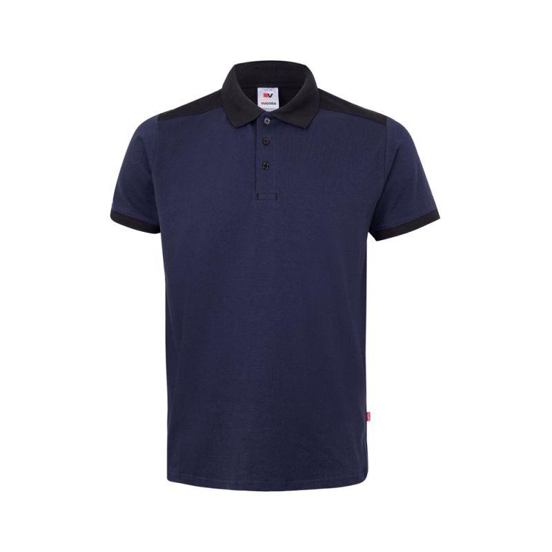 VL VELES Polo piqué stretch bicolore (200g/m²) à manches courtes, en polyester (96 %) et élasthanne (4 %)