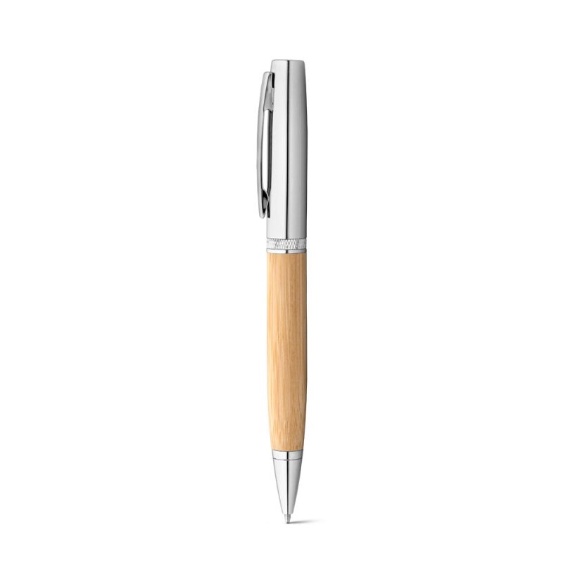 FUJI Stylo à bille en bambou et métal avec étui