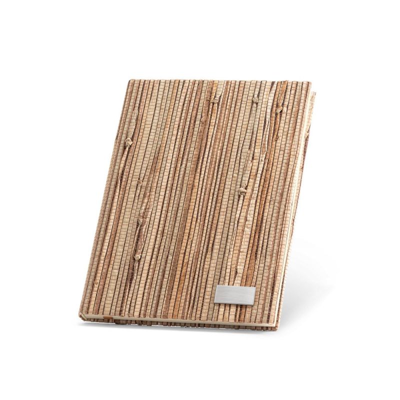 NERUDA Bloc-notes A5 avec couverture rigide en fibre de paille naturelle