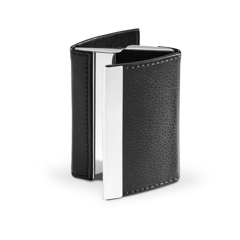 LONE Porte-cartes double en métal et PU