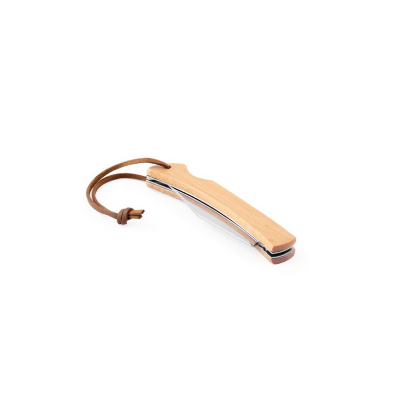 RANGER Couteau pliant avec lame en acier inoxydable et manche en bambou