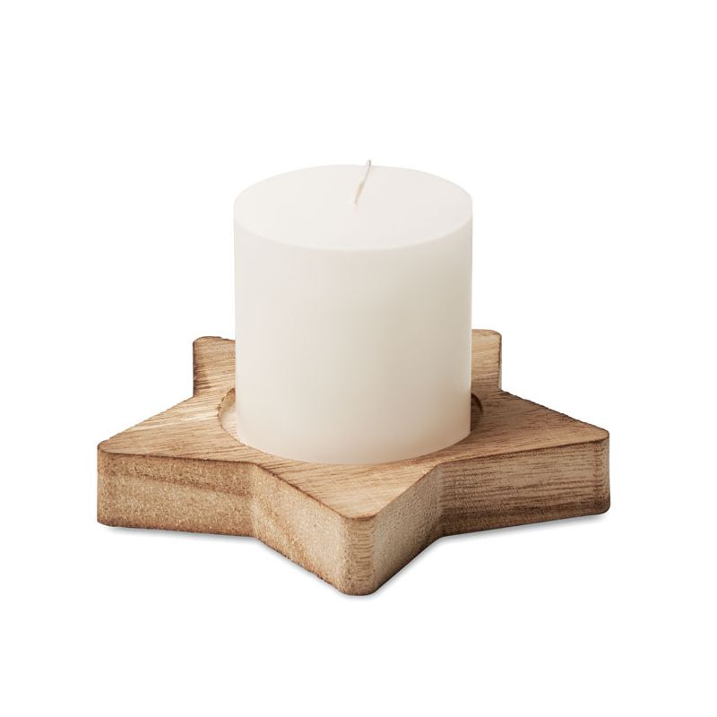 Bougie avec base en bois