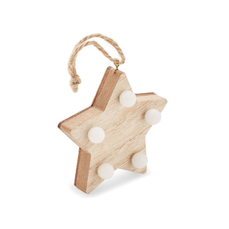 Étoile en bois avec des lumières