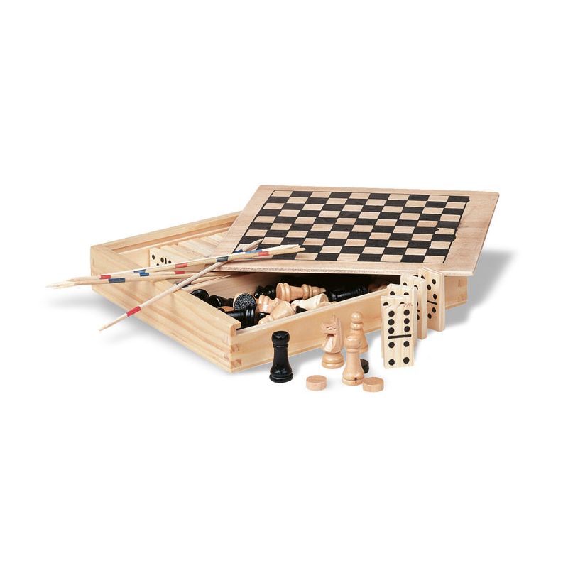 4 jeux en boîte en bois