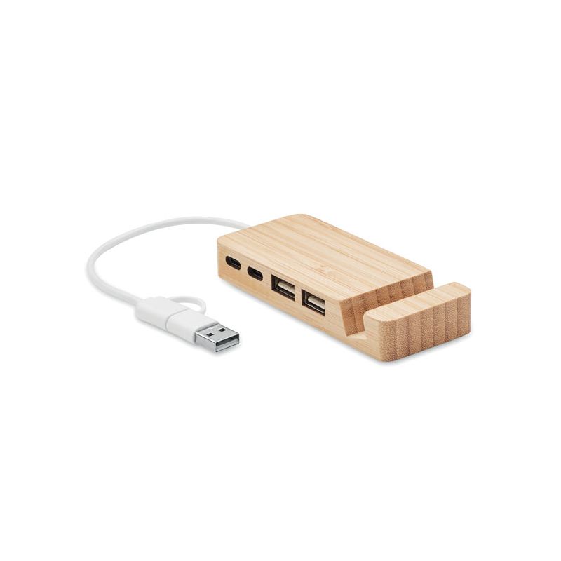 Hub USB 4 ports en bambou