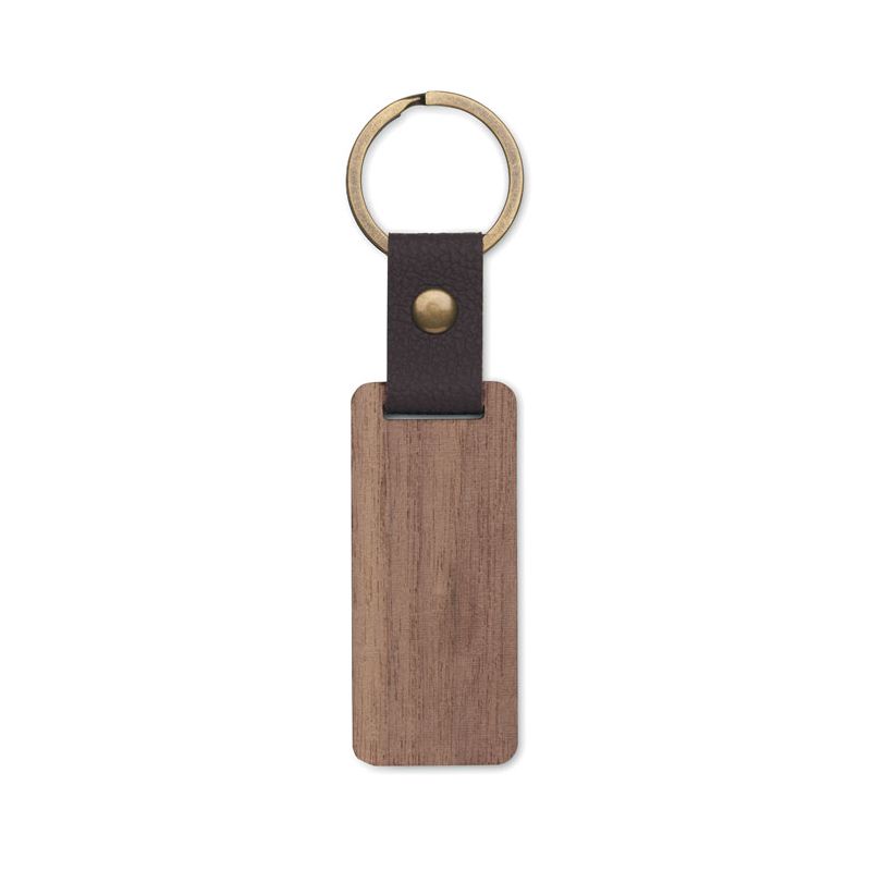 Porte-clés en noyer et PU