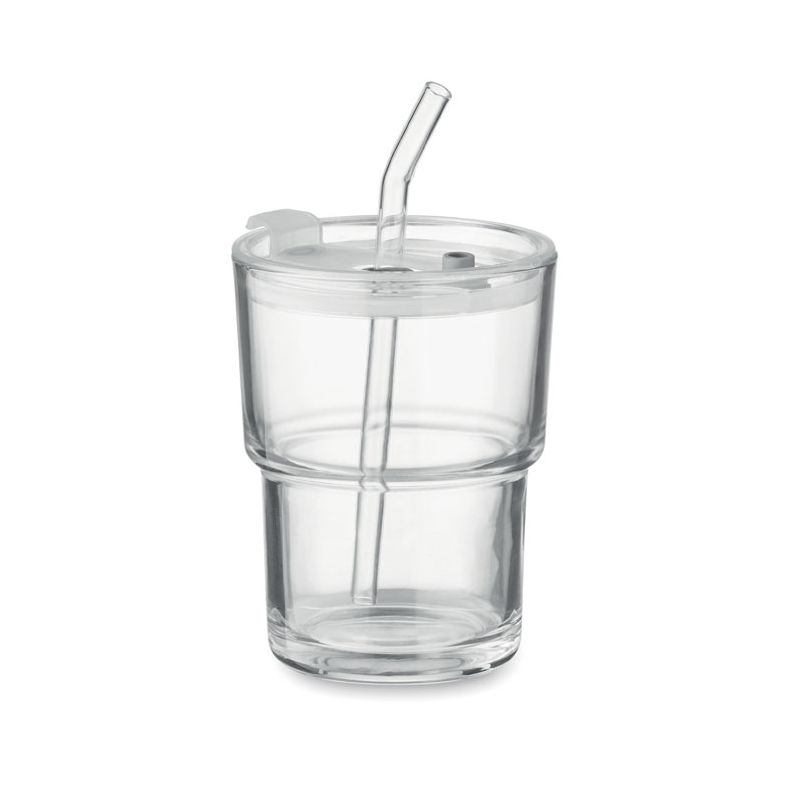 Verre en verre avec paille 400ml